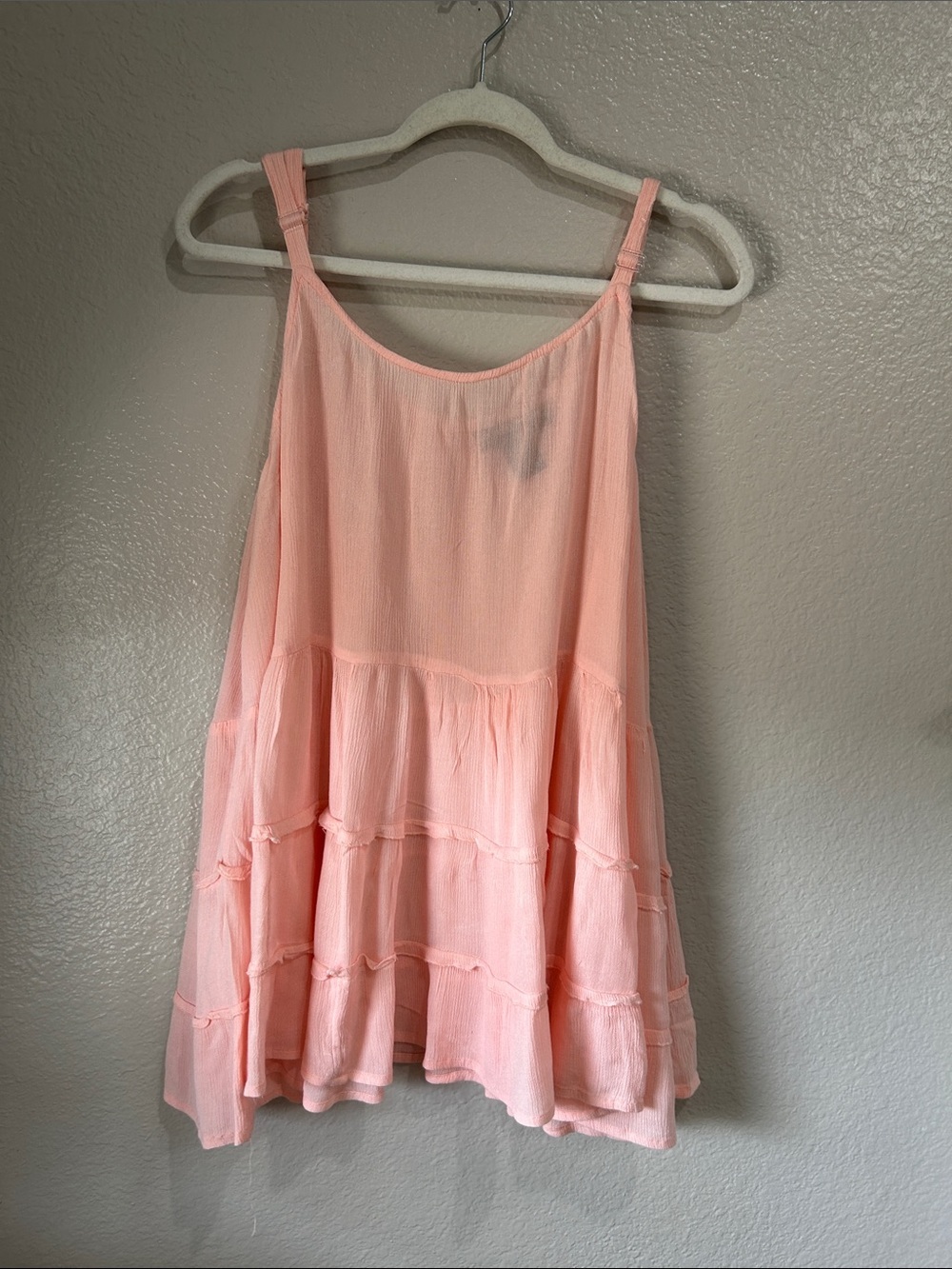 MARIANNE Peachy Pink Tiered Swing Tank Sz 2X Summer Casual Bohemian Chic TC0047